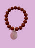 Bracciale Bisette - JAIPUR  MEDIETRRANEA  corallo rosso con charm quarzo rosa