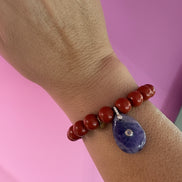Bracciale Bisette - JAIPUR  MEDIETRRANEA  corallo rosso  con charm ametista