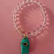 Bracciale Bisette - JAIPUR  cristallo di rocca con charm pesce turchese