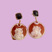 Collezione : Cammei - Orecchini con gufo e labradorite