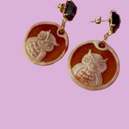 Collezione : Cammei - Orecchini con gufo e labradorite