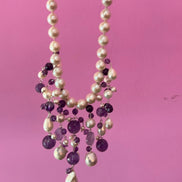 Collana cascata Ametista e perle coltivate barocche
