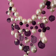 Collana cascata Ametista e perle coltivate barocche
