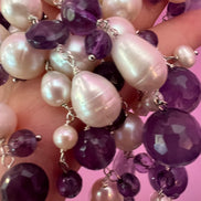 Collana cascata Ametista e perle coltivate barocche