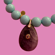 Bracciale Bisette - JAIPUR  OCEANO  turchese con charm ametista