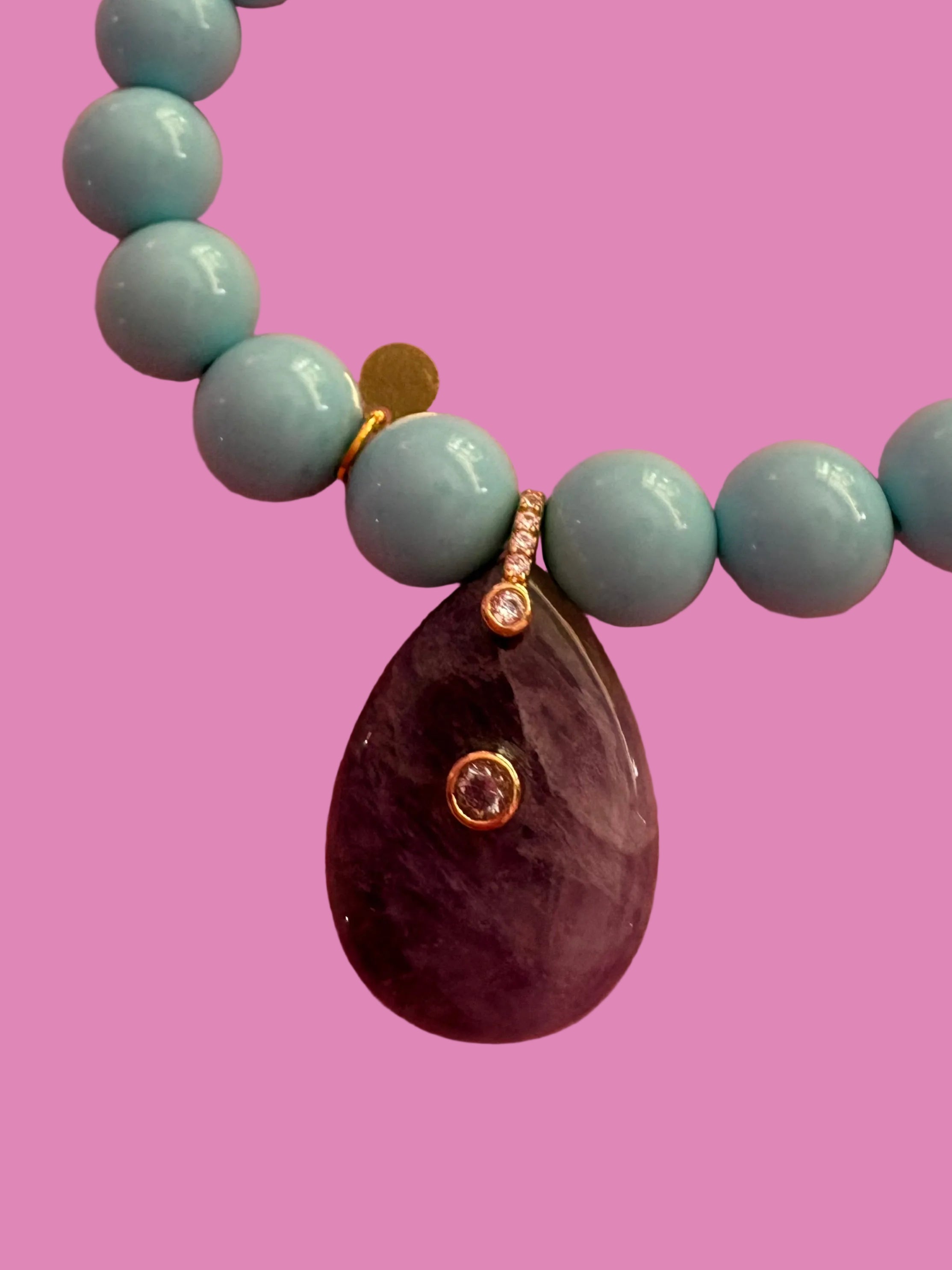 Bracciale Bisette - JAIPUR  OCEANO  turchese con charm ametista