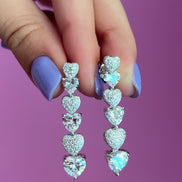 Orecchini cuori argento con zirconi