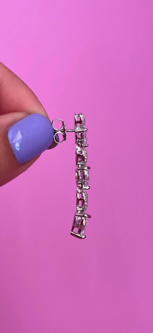 Orecchini cuori argento con zirconi