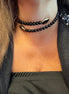 INCANTEVOLE -  Chocker flessibile contrarié  onice sfaccettato con terminali inserti ovali