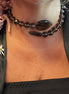 INCANTEVOLE -  Chocker flessibile contrarié  topazio fumé (cm 1,4) sfaccettato con terminali gocce)
