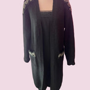 Jewel Cardigan: Black Oversized Cardigan with Crystal Trim – Luxury Couture