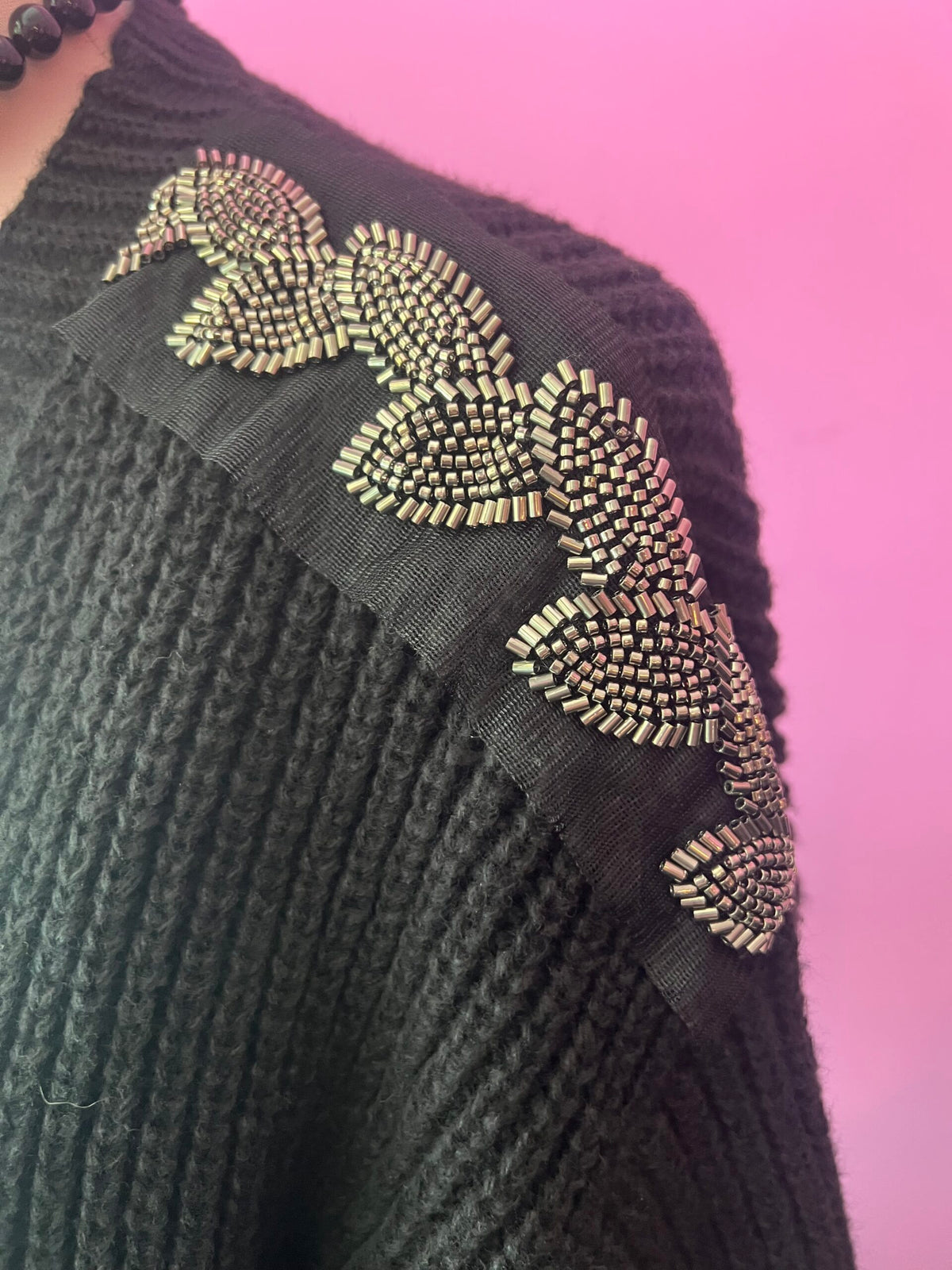 Jewel Cardigan: Black Oversized Cardigan with Crystal Trim – Luxury Couture