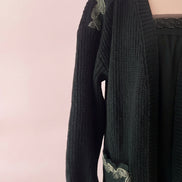 Jewel Cardigan: Black Oversized Cardigan with Crystal Trim – Luxury Couture