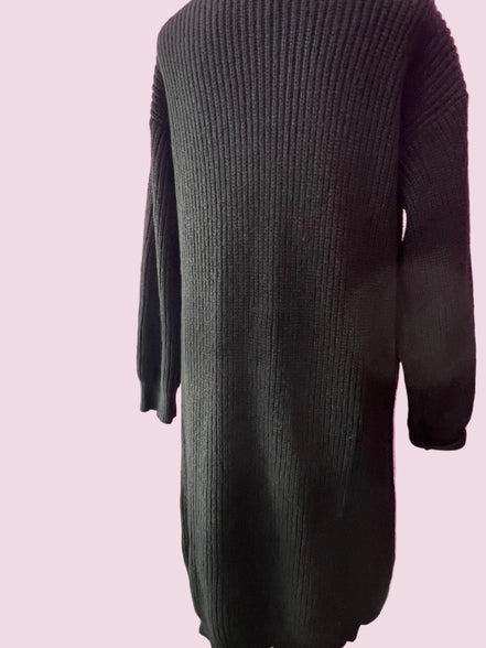 Jewel Cardigan: Black Oversized Cardigan with Crystal Trim – Luxury Couture
