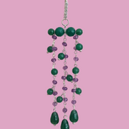 Chandelier - Orecchini con cascata di giada verde e ametista - rodio
