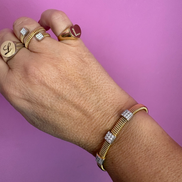 Bracciale SLIM Tubogas CARRE' TROIS - 3 elementi argento 925 con zirconi