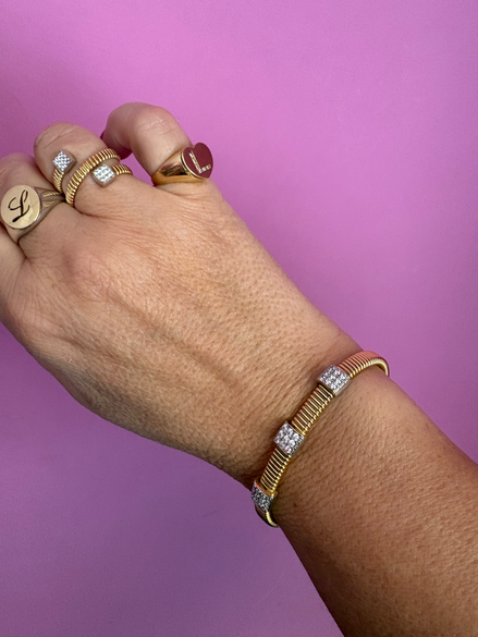 Bracciale SLIM Tubogas CARRE' TROIS - 3 elementi argento 925 con zirconi