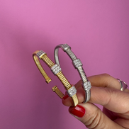 Bracciale SLIM Tubogas CARRE' TROIS - 3 elementi argento 925 con zirconi
