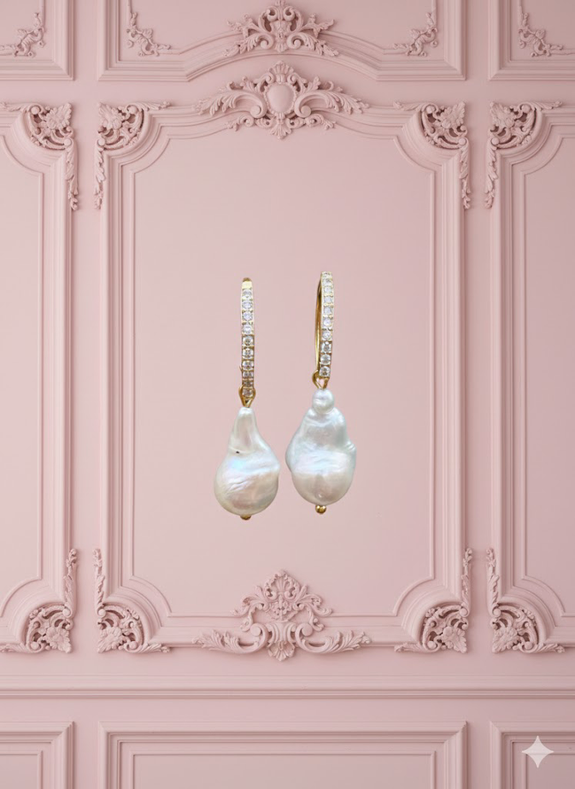 Orecchini -  MADELEINE perle barocche goccia e argento 925