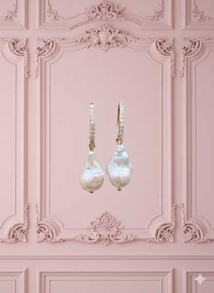 Orecchini -  MADELEINE perle barocche goccia e argento 925
