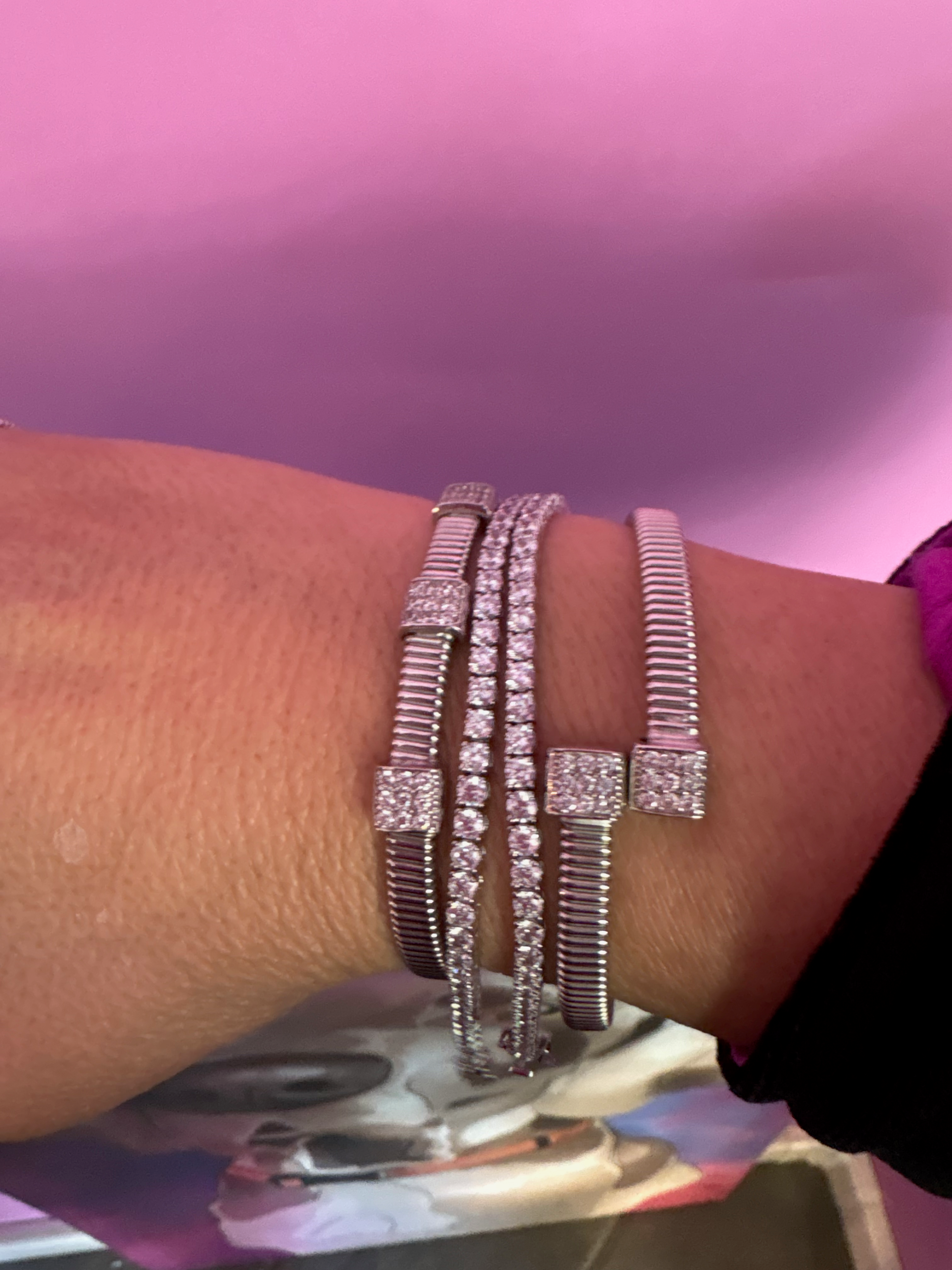 Bracciale CONTRARIE'  Tubogas SLIM  CARRE' argento 925 con zirconi