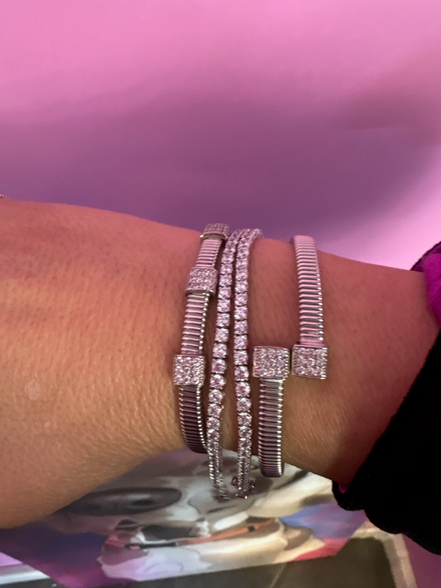 Bracciale CONTRARIE'  Tubogas SLIM  CARRE' argento 925 con zirconi