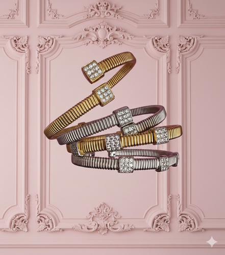 Bracciale CONTRARIE'  Tubogas SLIM  CARRE' argento 925 con zirconi