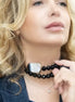 INCANTEVOLE -  Chocker flessibile contrarié  onice sfaccettato 1.2 cm con terminale onice bianco
