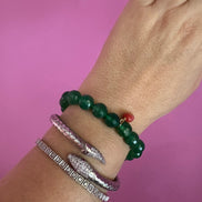 BISETTE - Bracciale con sfere di agata verde cm1 e corallo rosso naturale
