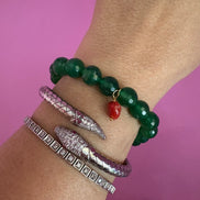 BISETTE - Bracciale con sfere di agata verde cm1 e corallo rosso naturale
