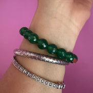 BISETTE - Bracciale con sfere di agata verde cm1 e corallo rosso naturale