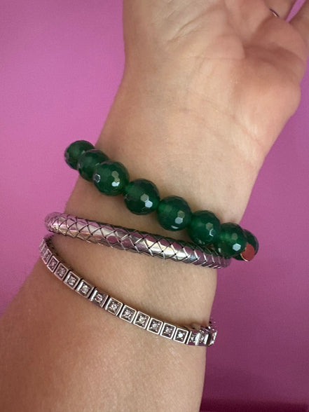 BISETTE - Bracciale con sfere di agata verde cm1 e corallo rosso naturale