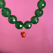 BISETTE - Bracciale con sfere di agata verde cm1 e corallo rosso naturale