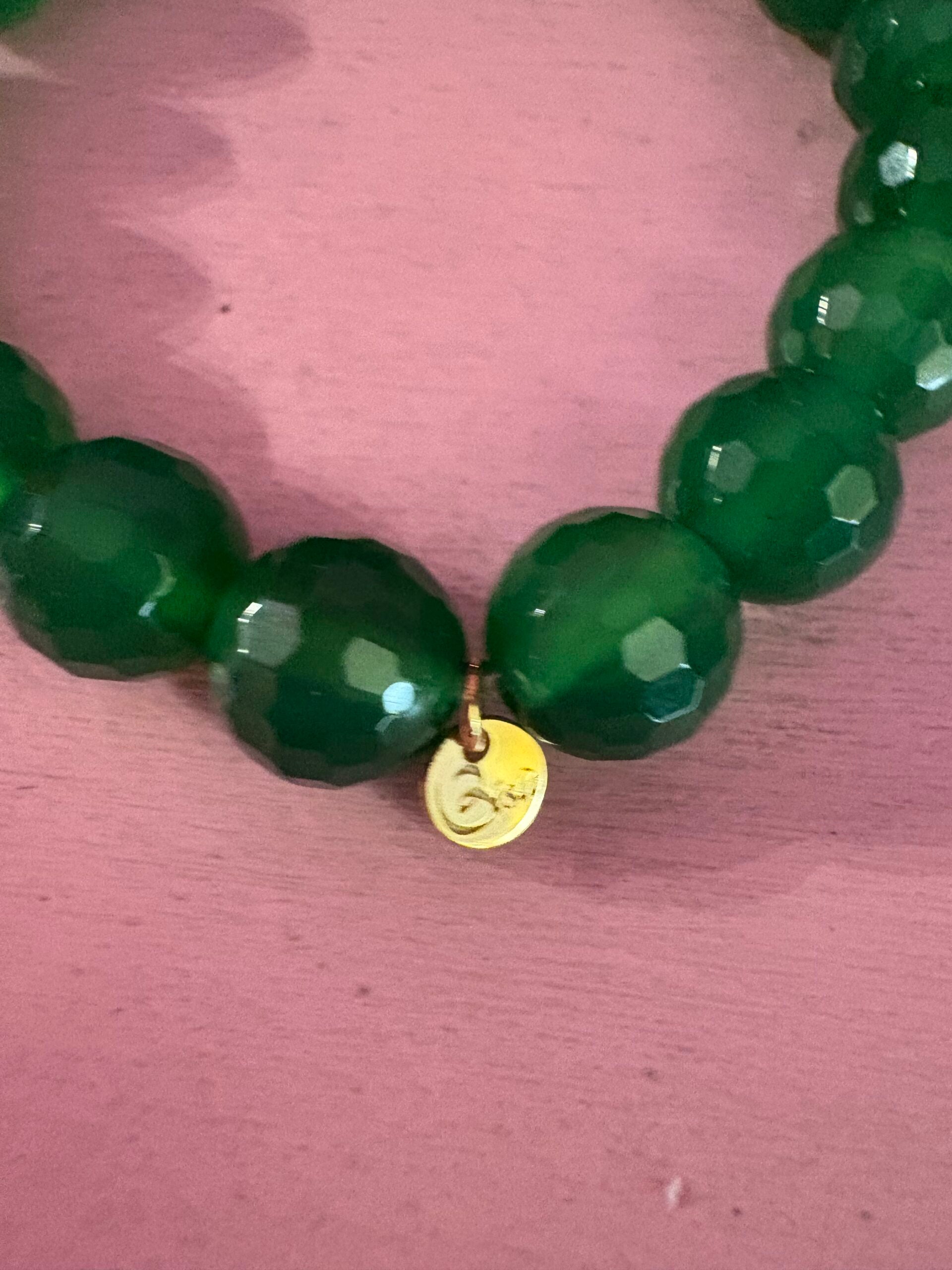 BISETTE - Bracciale con sfere di agata verde cm1 e corallo rosso naturale