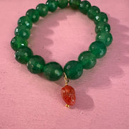 BISETTE - Bracciale con sfere di agata verde cm1 e corallo rosso naturale
