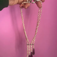LILY - Collana 2 fili perle coltivate e gocce topazio fumé