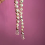LILY Collana con perle rosa e gocce di quarzo rosa