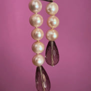LILY Collana con perle semi-round e gocce di topazio fumé