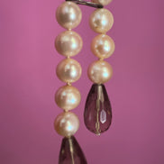 LILY Collana con perle semi-round e gocce di topazio fumé