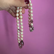 LILY Collana con perle semi-round e gocce di topazio fumé