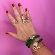 BISETTE - Bracciale con sfere agata verde e terminali madreperla