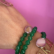 BISETTE - Bracciale con sfere agata verde e terminali madreperla