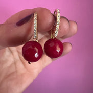 Orecchini giada ruby e argento 925