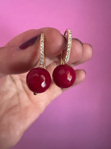 Orecchini giada ruby e argento 925