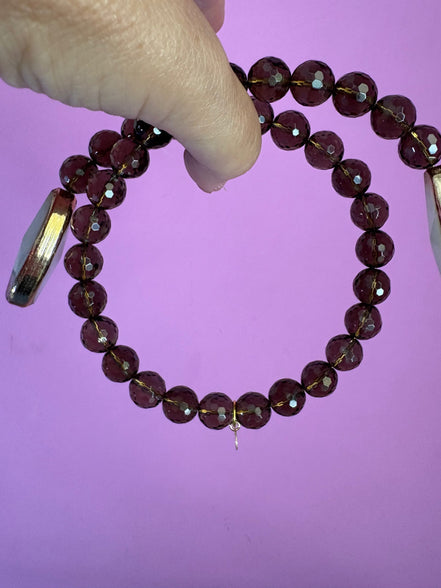 INCANTEVOLE -  Chocker flessibile contrarié  topazio fumé (cm1,2) sfaccettato con terminali ovali lunghi agata