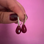 Orecchini goccia giada ruby e argento 925