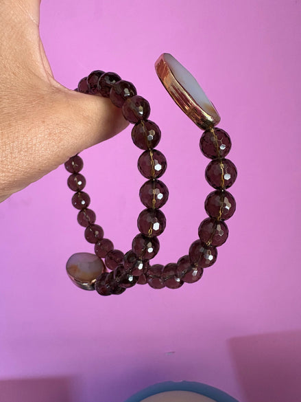 INCANTEVOLE -  Chocker flessibile contrarié  topazio fumé (cm1,2) sfaccettato con terminali ovali lunghi agata