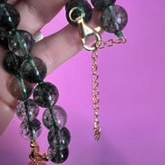 Collana JAIPUR - Quarzo fantasma verde e pendente quarzo fragola cuore