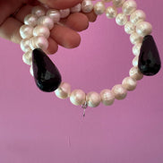 INCANTEVOLE -  Chocker  contrarié perle coltivate  con 2 gocce onice