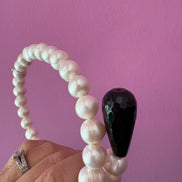 INCANTEVOLE -  Chocker  contrarié perle coltivate  con 2 gocce onice